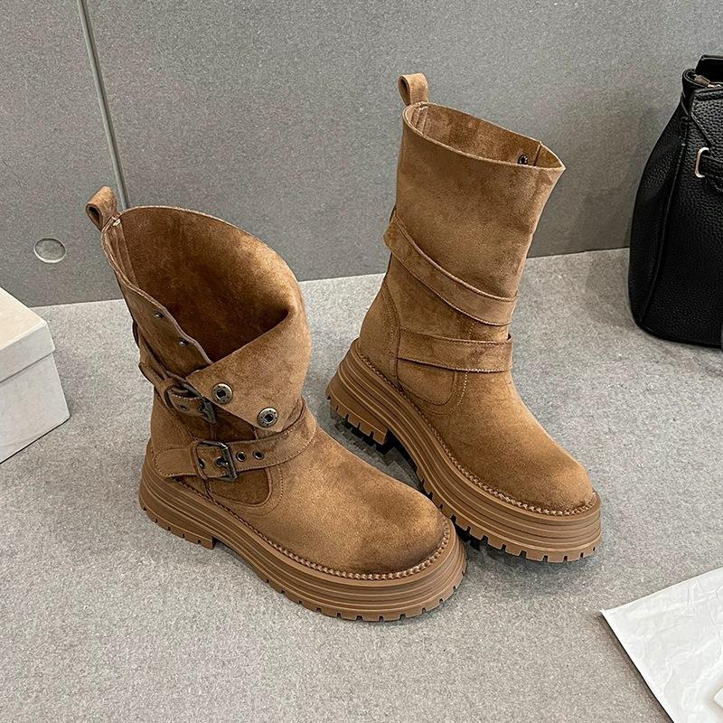 

Майяр коричневый ретро ботинки Мартин женские 2025 новые осень и зима британский стиль толстая подошва увеличивающие рост универсальные средней длины короткие ботинки 40