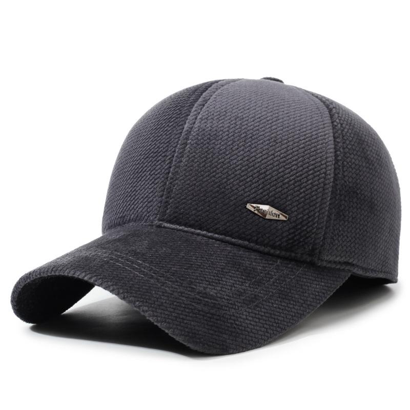 Men's Autumn Winter Woolen Hat Middle-Aged and Elderly Thick Warm Ear Protection Baseball Cap