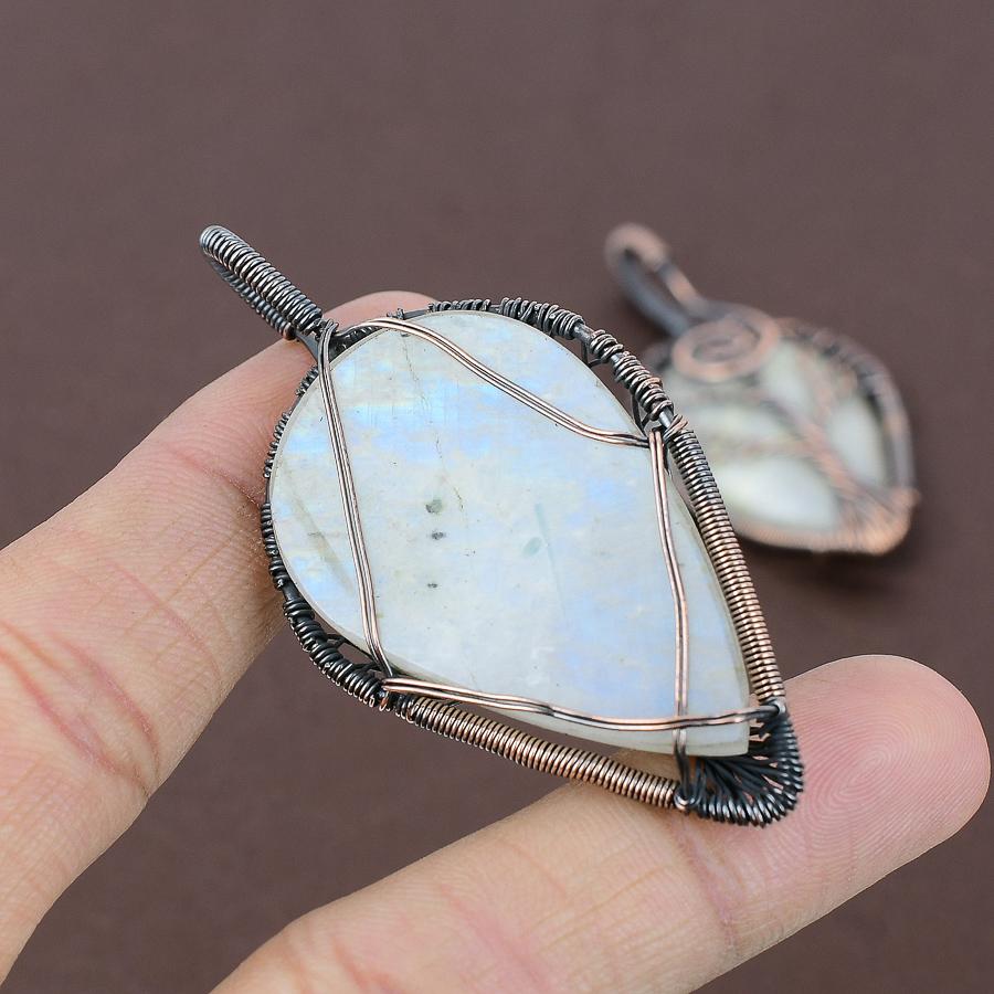 Baum des Lebens Regenbogenmondstein Kupferdraht Wickel Schmuck Anhänger 2,76" J2S26