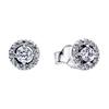 Paved Halo Round Exquisite Sparkling Stud Earrings Women Earrings Silver 293019C01
