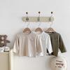 Autumn Cotton Long Sleeve T-Shirt for Baby Boys & Girls—Solid Color, Round Neck