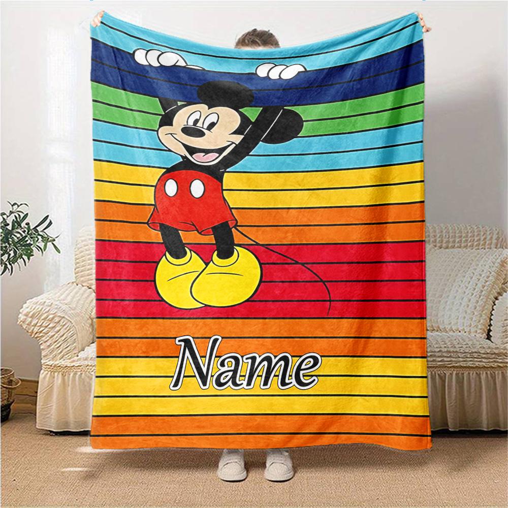 Custom Name Mickey Mouse Celebration blanket for Couch & Bed, Plush Cozy Fuzzy Blanket Super Soft & Warm Blankets for Fall and Winter. 090826
