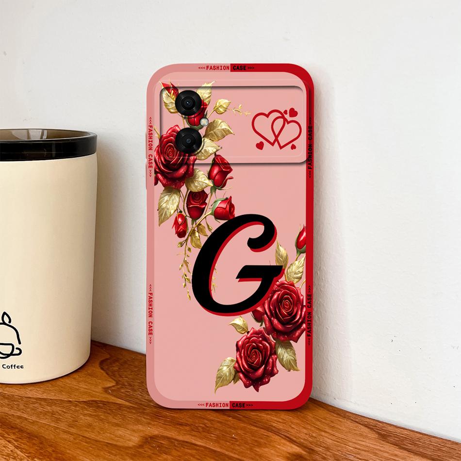 Case For Xiaomi Poco M4 M3 Pro Luxury Rose Letters Soft Smooth Liquid Silicone Housing For Poco M 4 M 3 Lightweight Phone Cover