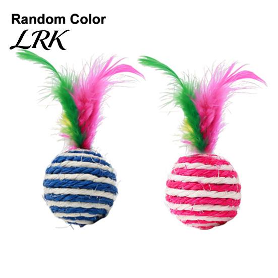 Claw Grinding Toy Cat Sisal Ball, with Feathers, Wear-Resistant Catnip Balls Sound Colorful Feather Toy, Boredom Relief Pet Play for Indoor