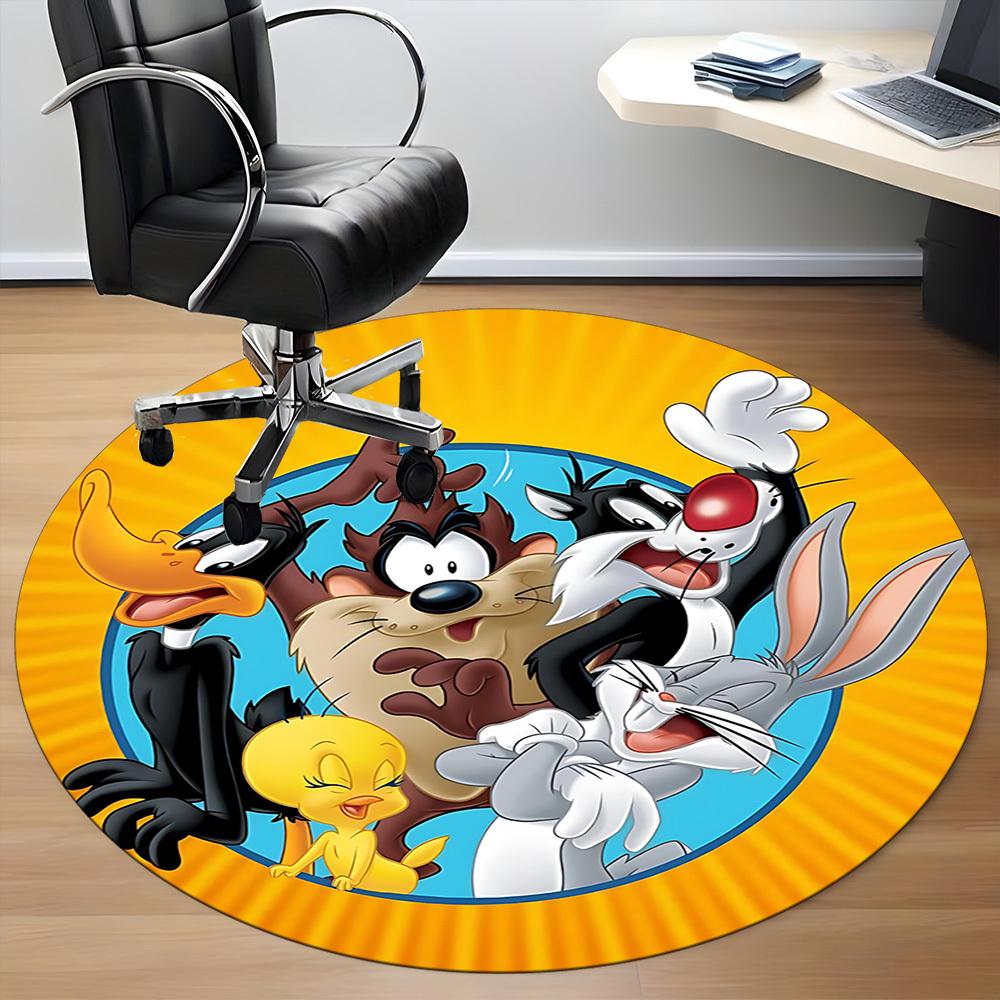 1pc Looney Tunes Office Round Area Rug, Under Office Chairs Bedroom Living Room Home Decor, Room Decoa1016168