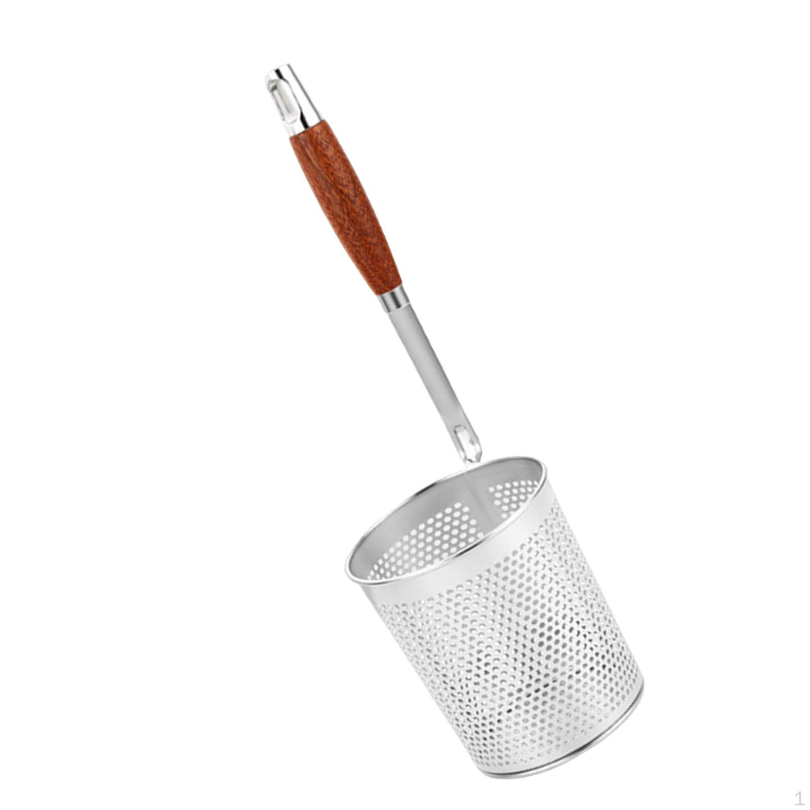 

Корзина для фритюрницы с деревянной ручкой и крючком для подвешивания. Сетка для сервировки еды. 12cm Dia