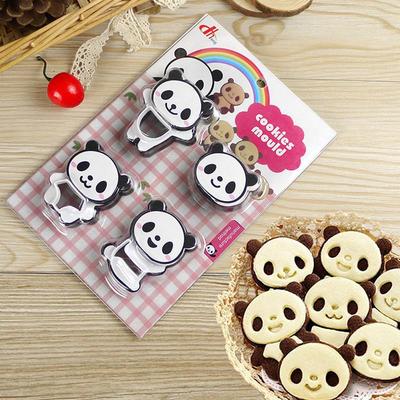 4 DB/készlet Panda Kekszpecsét Forma 3D Süti Kiszúró Dugattyú Kenyér Szendvics Sütőforma Csokoládé Cukorka Díszítő Eszközök
