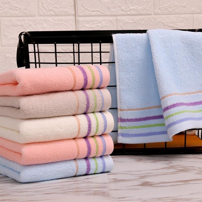 Pure Cotton Absorbent Towel Household Color Striped Face Towel