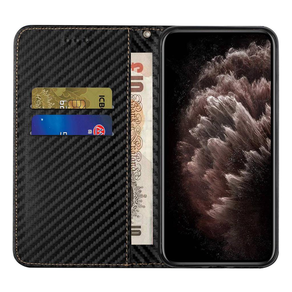 For Samsung Galaxy S25 Ultra Case Carbon Fiber Texture Wallet Stand Cover