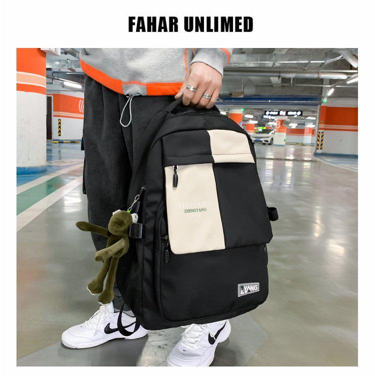 Harajuku Style Color Block Backpack: Unisex Korean Version for High School and College Students