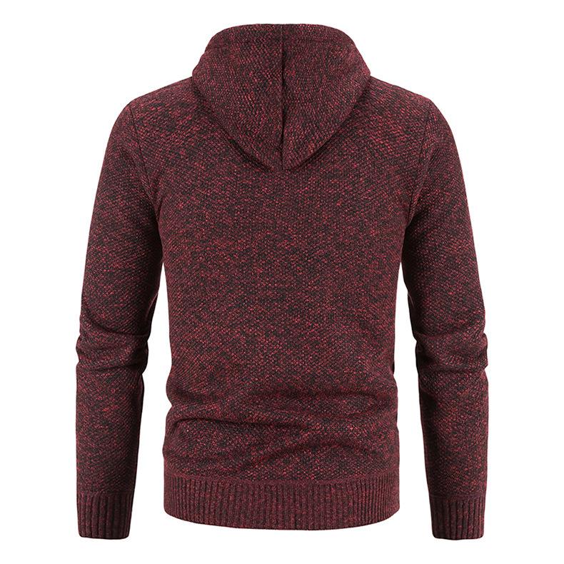 Herren Kapuzen-Fleece-Strick-Cardigan-Pullover