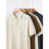 Half-Zip Knitted Short Sleeve Men's Thin Sweater T-Shirt 2025 Summer New Ice Silk Turn-Down Collar Half Sleeve