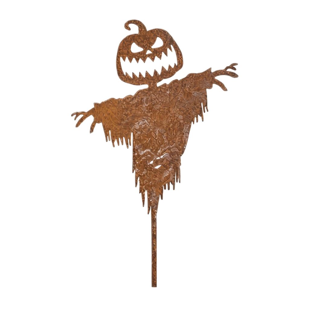 Wrought Halloween Pumpkin Garden Stake - Vintage Distressed Yard for Fall Outdoor Decor