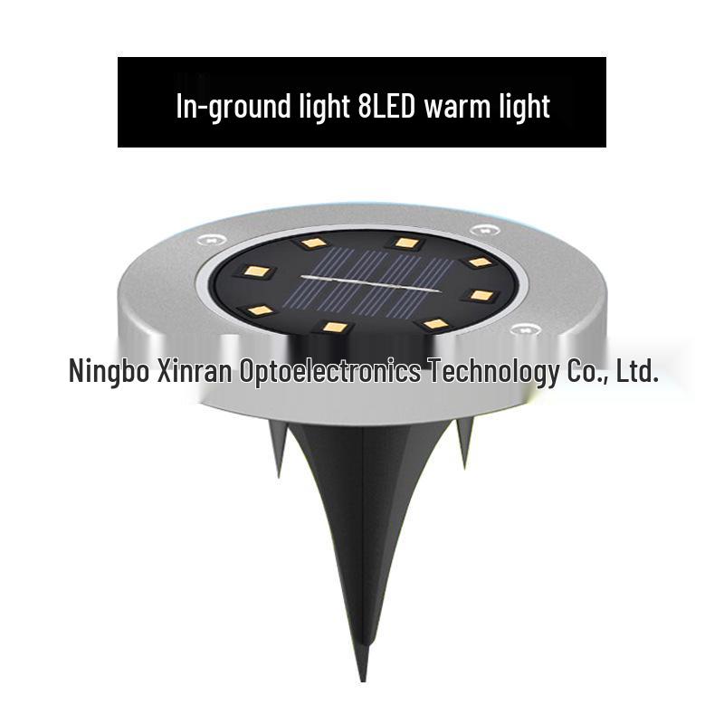 Solar Edelstahl 8-LED Bodeneinbauleuchte für Rasen- & Hofdekoration