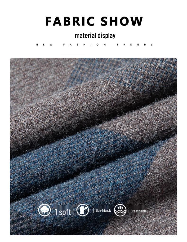 Men's 100% Wool Round Neck Sweater - 2025 Winter Fashion, Thickened Warm Base Layer for Young and Middle-Aged.