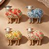 Decorative Lamb Brooch Rhinestone Floral for Women, Flower Sheep Alloy Lapel Pin Pin, Animal Jewelry Clothing Suits Scarves Bags
