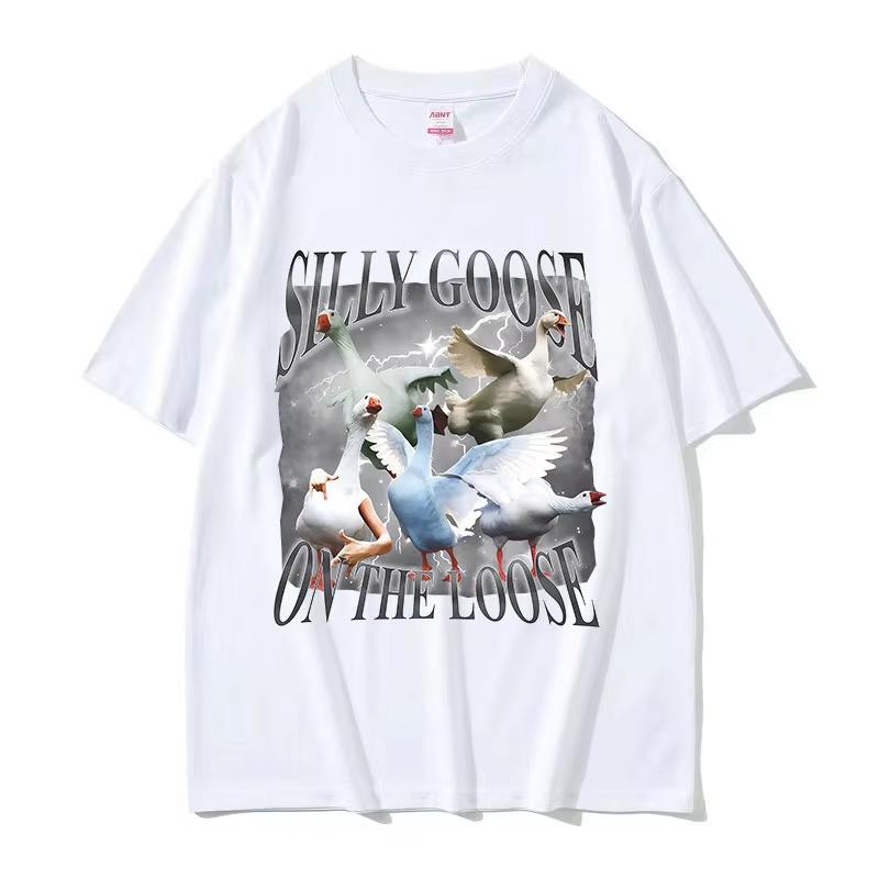 Silly Goose Goose on The Loose Funny Graphic T Shirt Unisex Women Fashion pure Cotton Short Sleeve Tshirt High Quality Tshirts