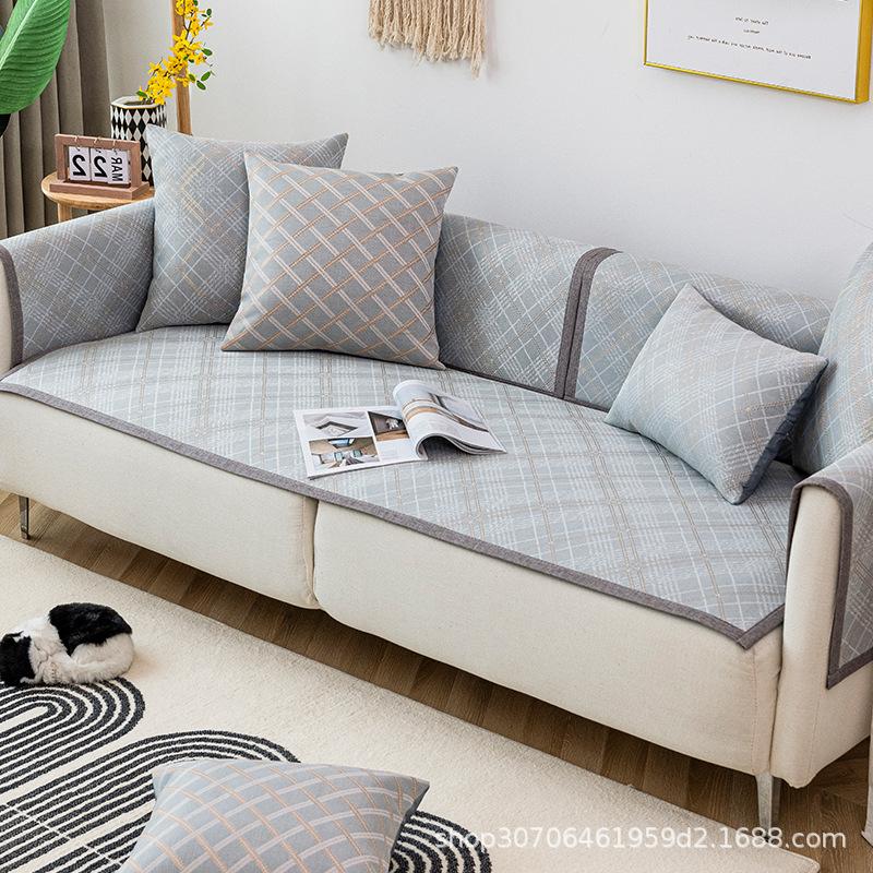 Sofa Cushion Summer Mat Non-Slip Ice Silk Rattan Mat Summer Living Room Cool Cushion Sofa Cover Cover Cloth