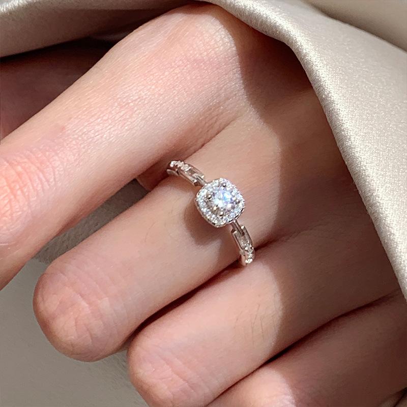 PANJBJ 925 Silver Stars Ring For Women Blue Crystal Opening Sweet Romance Irregular Versatile Jewelry Gift