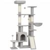 Cat Tree, 5-Level, 152 cm, Cat House, Hammock, Platform, Scratching Posts, Hanging Balls, Light Grey