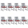 Day and Night - Day and Night Garden Chairs with Cushions 8 Pcs Solid Gray Acacia Wood