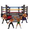 High-quality Plastic Wrestler Action Figure Set For Children's Play Includes 4 Wrestlers And A Four-sided Arena