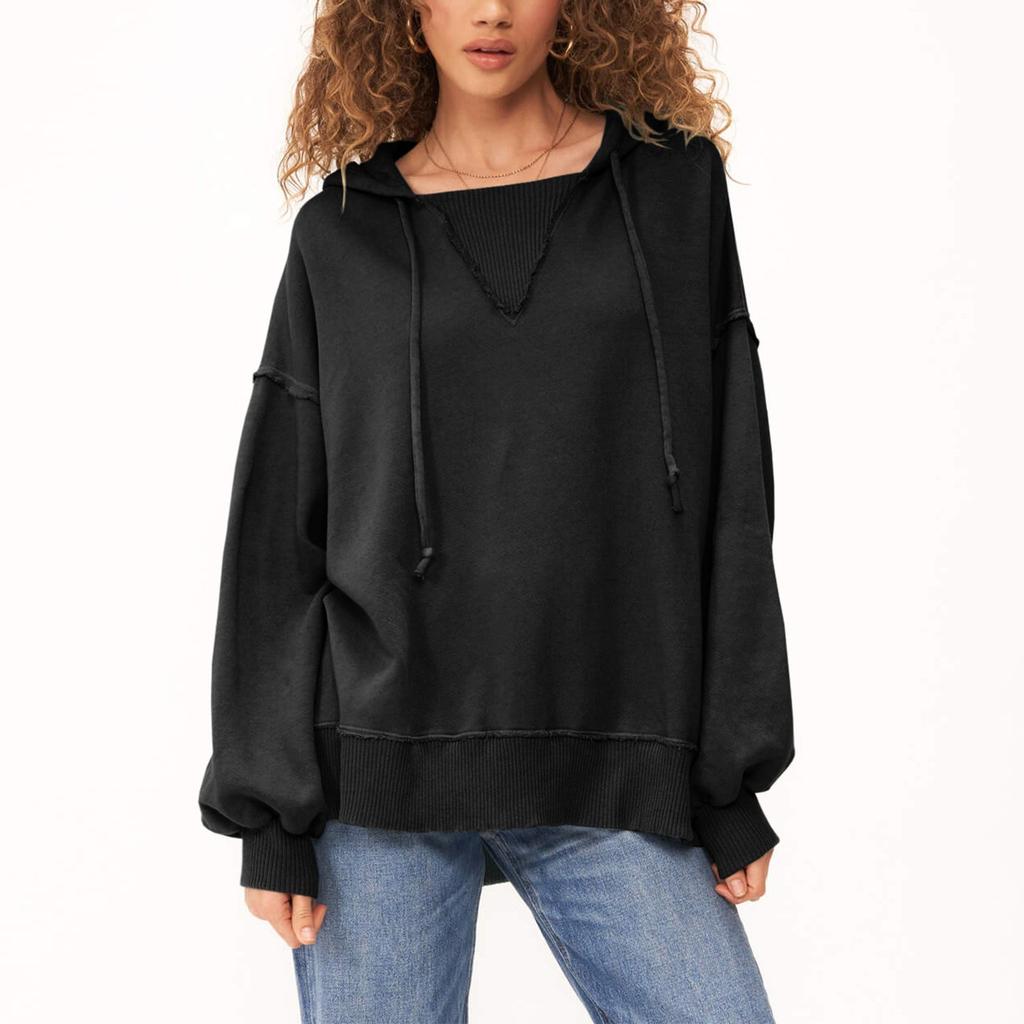 Women's Fashionable Solid Color Long Sleeved Sweatshirts Top