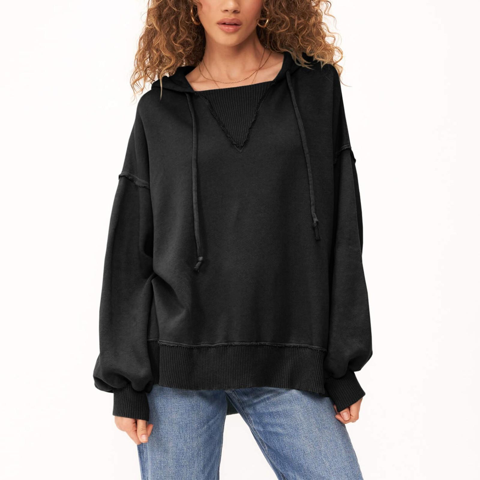 

Женские модные однотонные толстовки с длинными рукавами, топ S чёрный