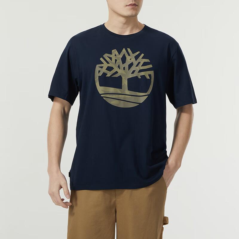 Timberland Logo Print Crew Neck Outdoor Sports Breathable Short Sleeve T-Shirt Men Tops Blue A2Q5Q-433