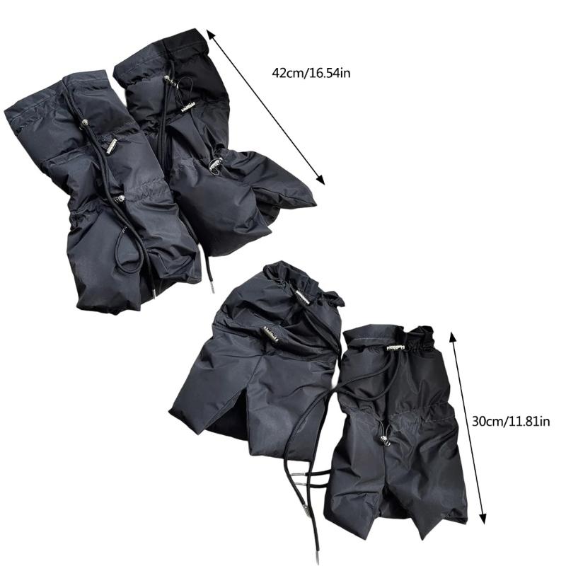 Women Winter Padded Puffer Leg Warmers for Outdoor and Sports Adjustable Drawstring Split Flared Boot Covers Cuffs Socks