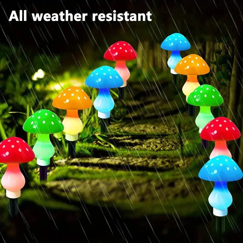 Solar Mushroom Lights Outdoor 8 Modes Waterproof LED Fairy Garden Pathway Lamps Decorative Landscape Yard Patio Wedding Holiday Party Lighting