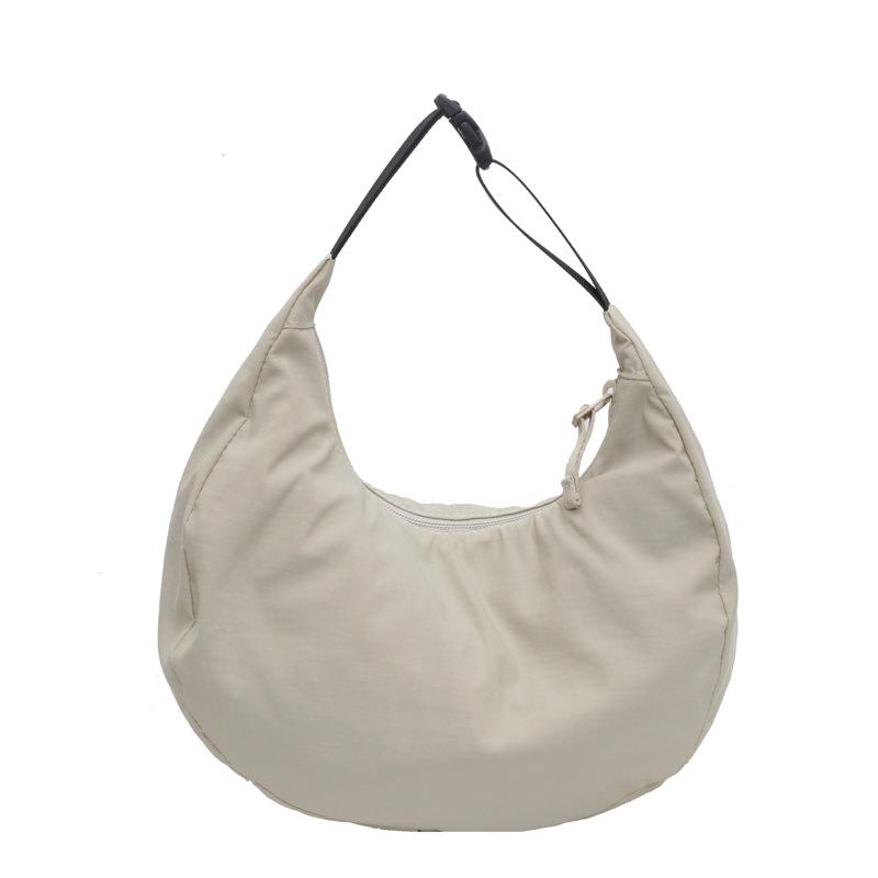 Lightweight and Simple Solid Color Dumpling Bag Women's Casual Versatile Hand Carry Shoulder Bag Japan and Korea Commuter Messenger Small Cloth Bag