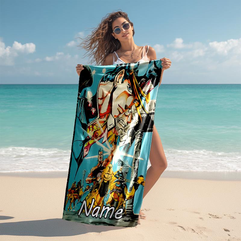 Personalisierte, maßgeschneiderte Strandhandtuch-Muster mit JoJo's Bizarre Adventure - weich, saugfähig, schnelltrocknend, perfekt für Schwimmen, Camping & Baden