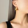 Smooth Water Drop Stainless Steel Earrings for Women Gold Color Fashion Exquisite Hollow Temperament U-Shaped Earrings Jewelry