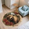 Vintage Rose Animals,Round Area Rug,Carpet Rug for Living Room Bedroom Sofa Playroom Decor,Non-slip Floor Mat
