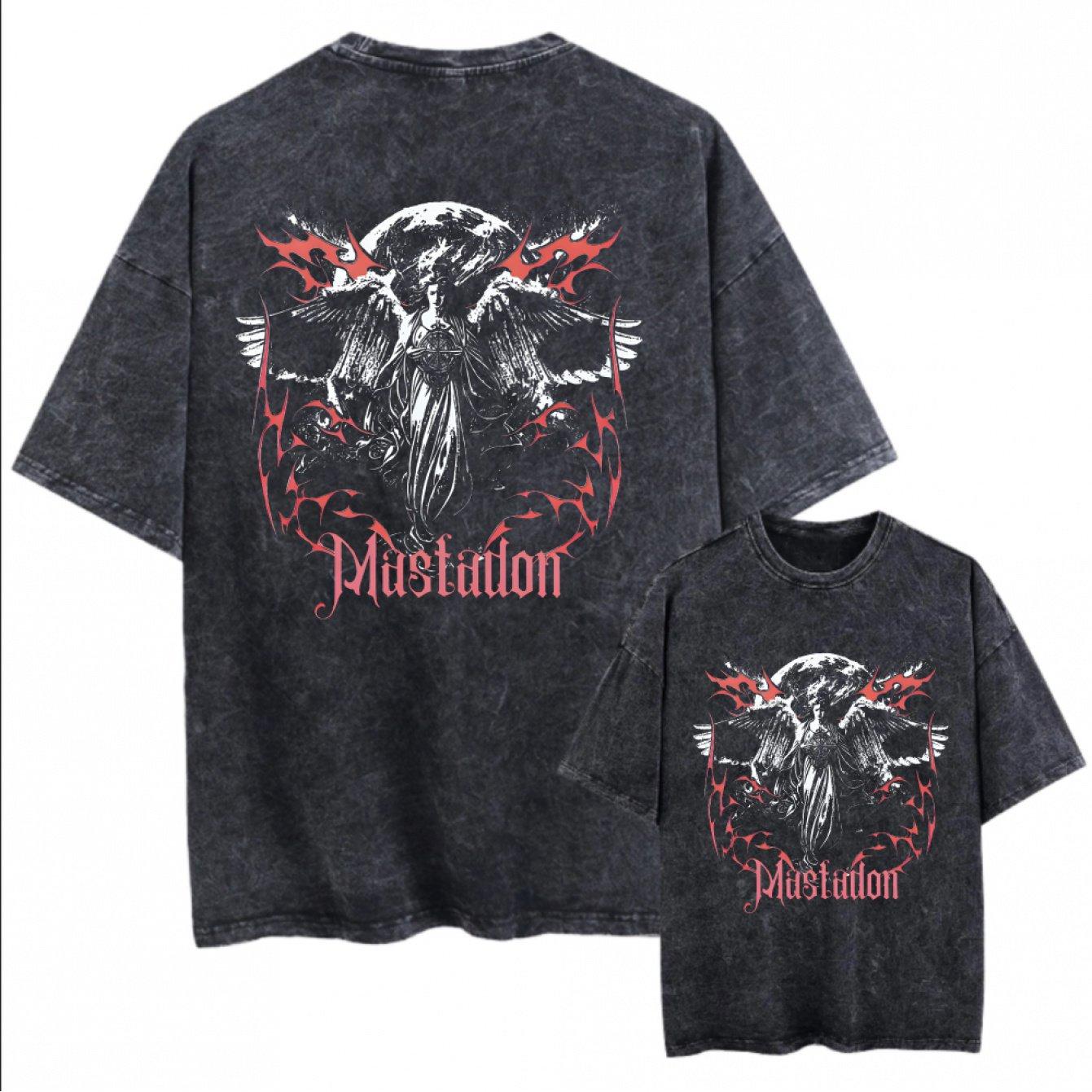 Retro Washed Loose Black Tshirt Pattern for Unisex and Women Skull Wings Flame PlayStation Unisexs Retro Solid Color Tshirt M
