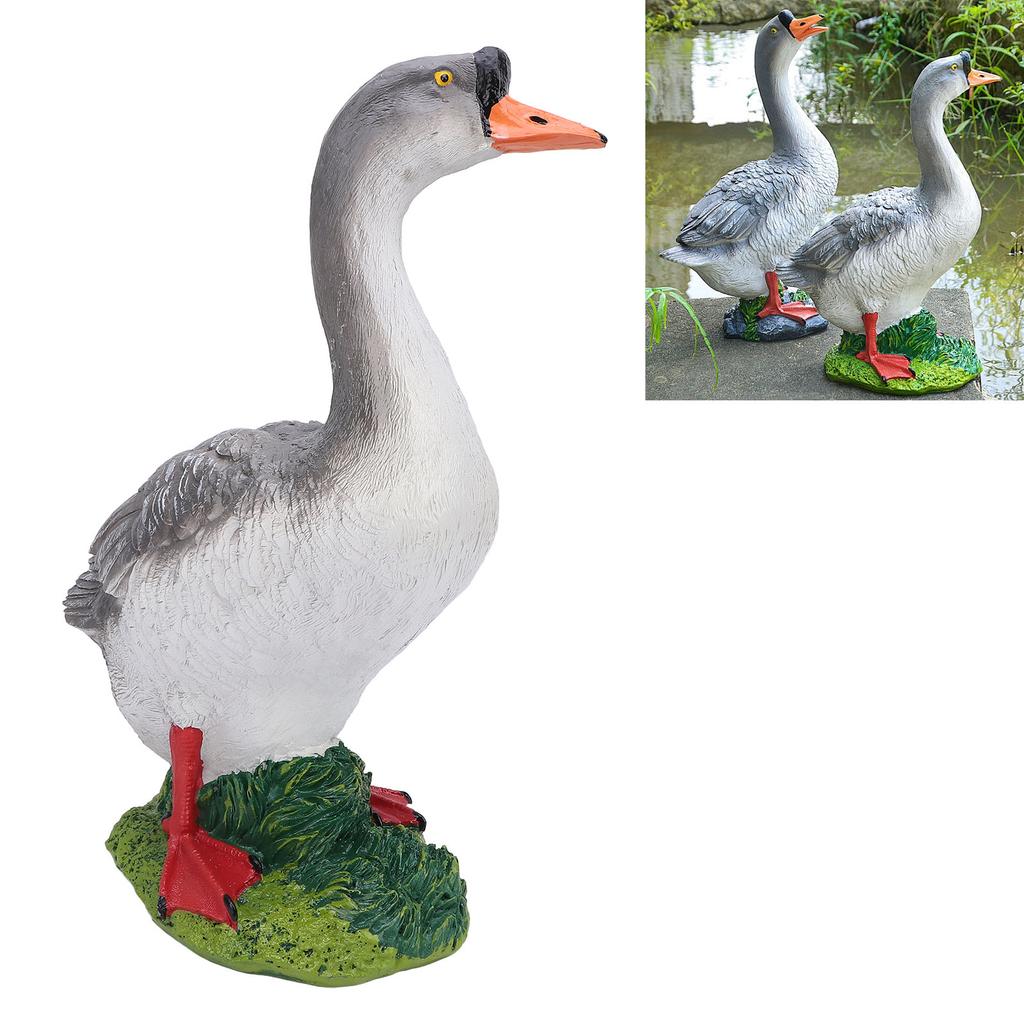 Gänse Gartenstatue   Niedliche Harz-Gans Skulptur für Blumenbeet Brunnen Balkon Hof
