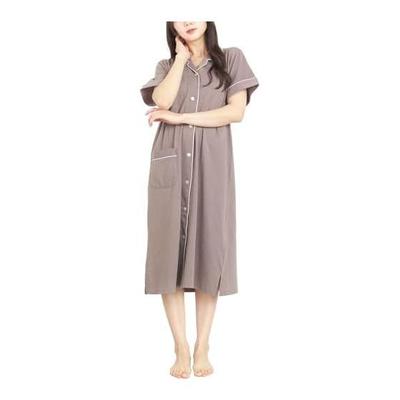 [ON NISHIKI] Kadın Pijama Takımı, Yazlık, Kısa Kollu, Elbise, Gecelik, Önü Açık, Pamuk Karışımı, Tenjiku Örgü, Uzun Boy, Ev Giyimi, Ev Elbisesi,