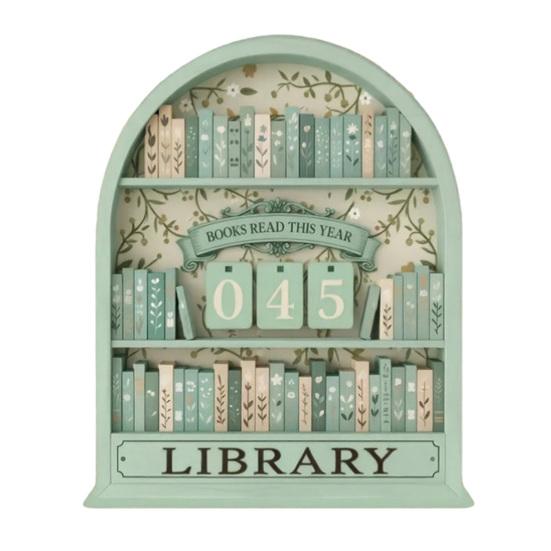 Book Read This Year Counter Wooden Sign Reading Tracker for Bookshelf Home Library Decor Book Lover Gift for Librarian Reader Teacher