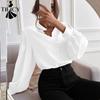 Women's Fashion Casual Spring Autumn Solid Color Print Long Sleeve Half Turtleneck Blouses & Shirts