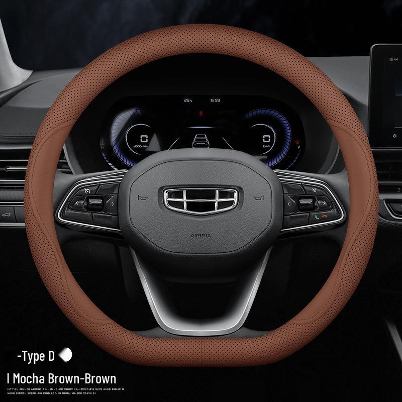 

Ultra-Thin Genuine Leather Steering Wheel Cover for Geely Models 38cm
