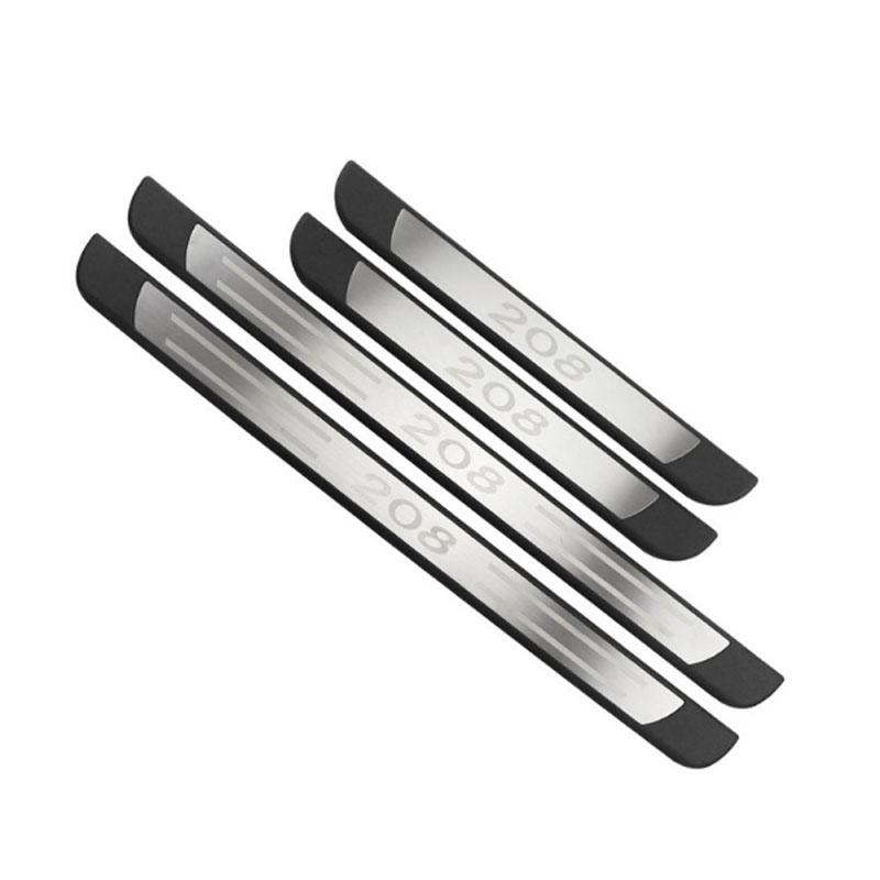 4Pcs/Set for Peugeot 208 2012 -  Stainless Steel Car Door Sill Plate Auto Pedals Protector Cover 