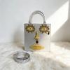 2026 Face Handbag Female Fashion Silver Lacquer Leather Small Square Bag