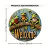 Vintage Metal Tin Sign Three Frogs Pattern Welcome Wall Art Poster Home Decor