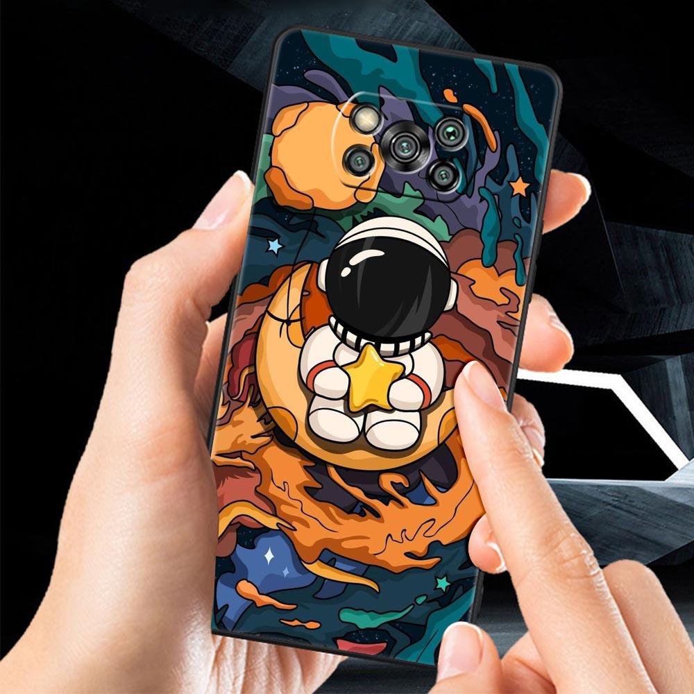 Cartoon Cute Cosmonaut Phone Case for Xiaomi Poco F7 F6 F5 F4 F3 X6 X5 X4 X3 NFC F7 Ultra M4 C51 C55 GT 5G Soft TPU Cover Fundas