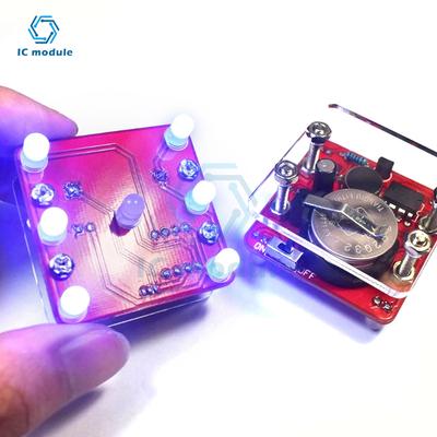 DIY Wackelnde LED-Würfel-Bausatz mit kleinem Vibrationsmotor, lustiges elektronisches Lötübungsplatine-Kit
