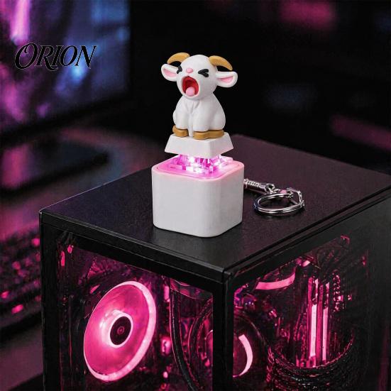 Mechanical Keycap Keychain 1/2/3Pcs Screaming Goat Keyboard Fidget Toy, Rechargeable Sheep Finger Clicker Portable Sensory Toy with Light Sound,