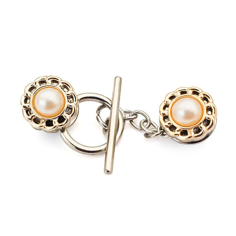 Anti-Light Brooches French Pearl Flowers Chain Brooch Removable Nail-Free Neckline Fixed Pin Coat Decorative Buckle