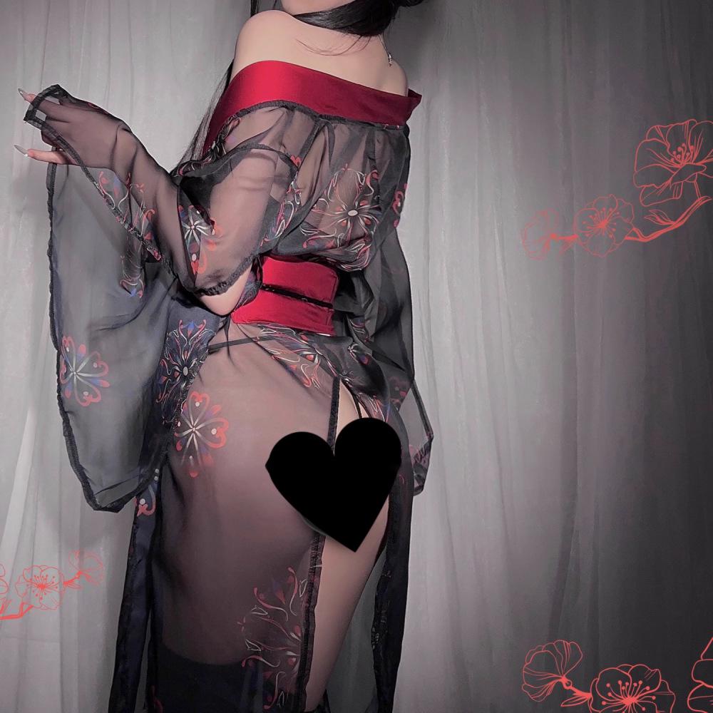 2025 Sexy Quick-Release Kimono Pajamas: Seductive Japanese Dark Robe