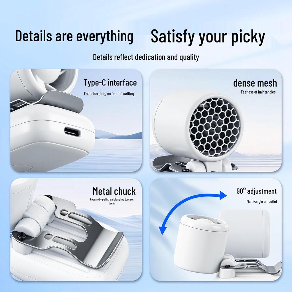 USB Portable Mini Clip-On Fan: High-Speed, Handheld, Foldable, Long Battery Life